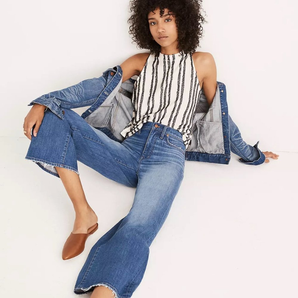 Madewell Wide-Leg Crop Jeans in Finney Wash